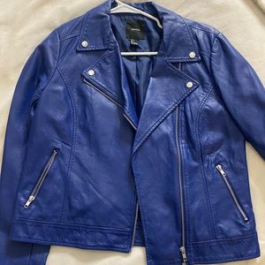 Blue leather jacket